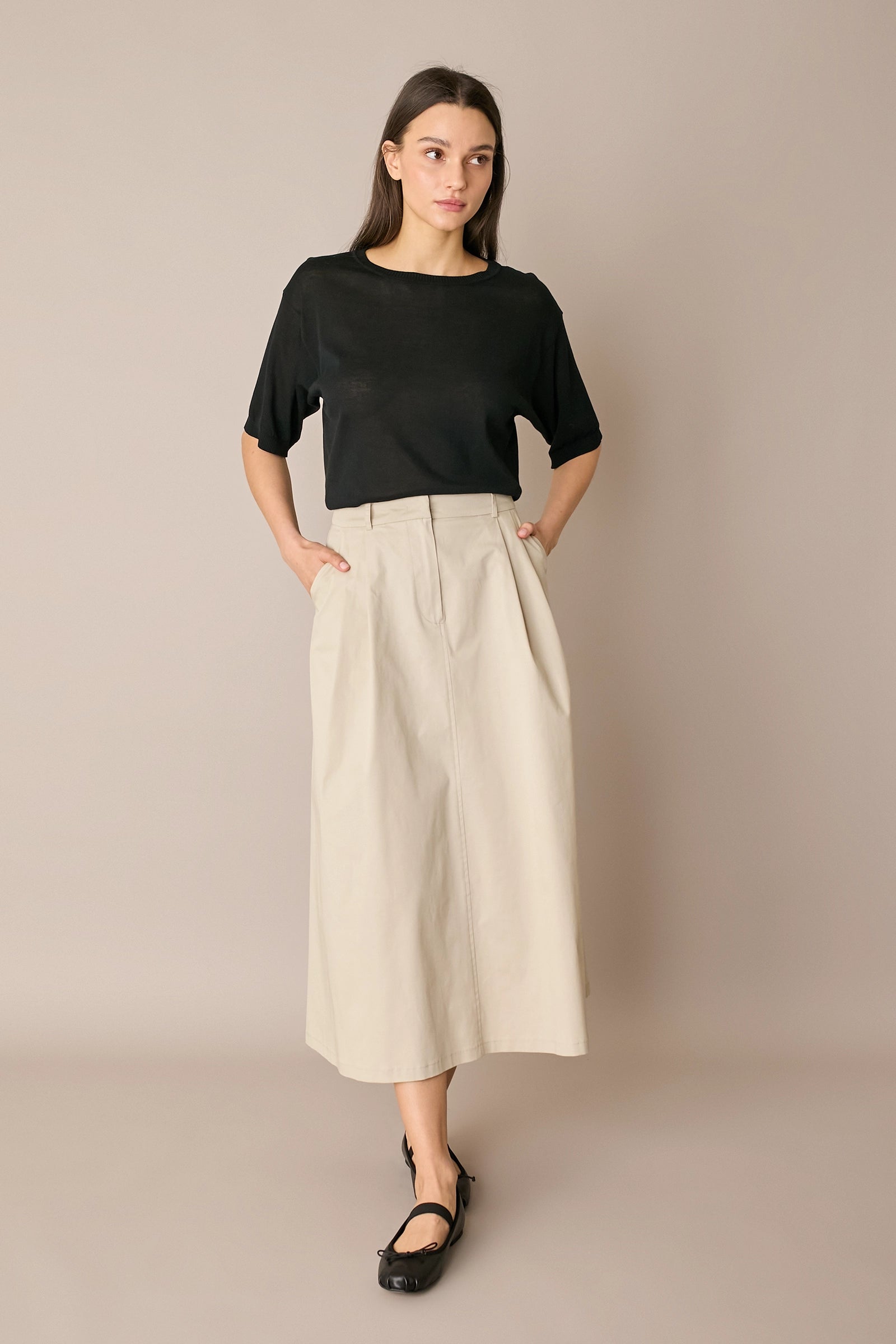 Maglia girocollo in cotone a mezze maniche