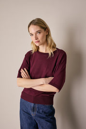 Maglia girocollo in cotone a mezze maniche