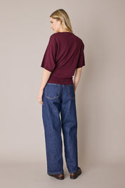 Maglia girocollo in cotone a mezze maniche