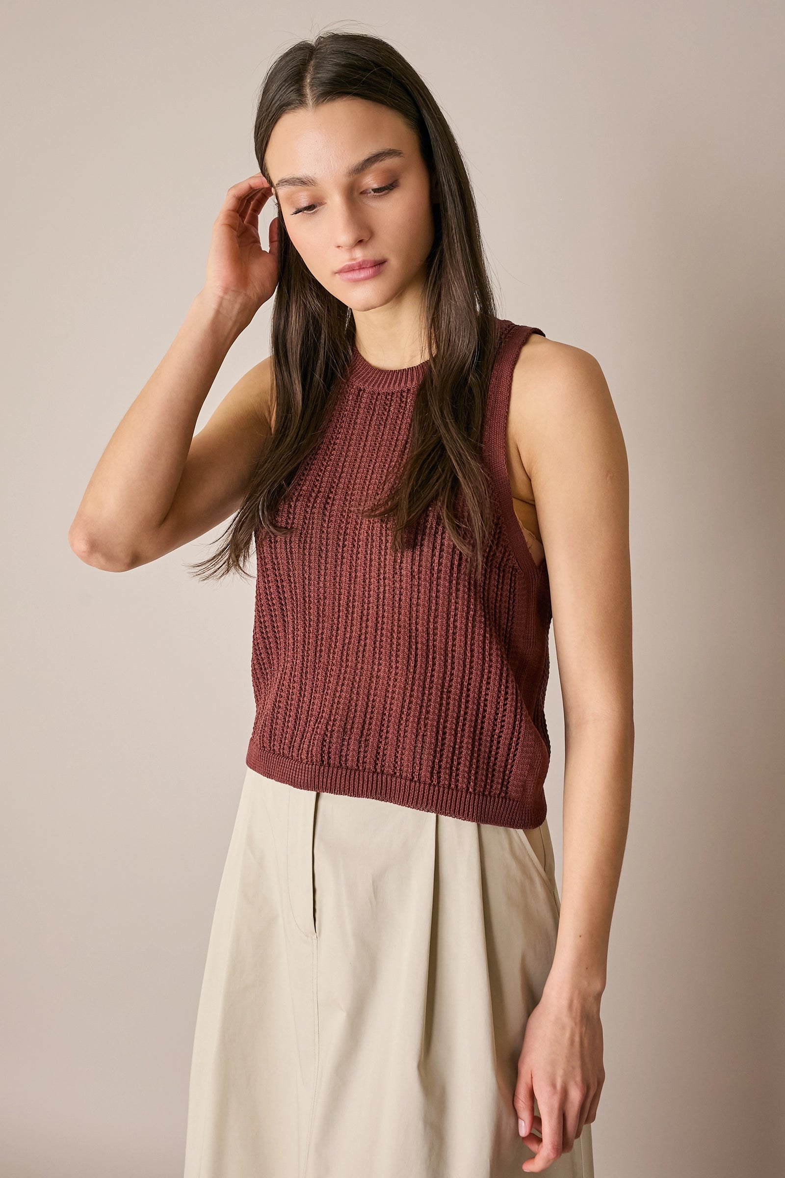 Top in cotone traforato