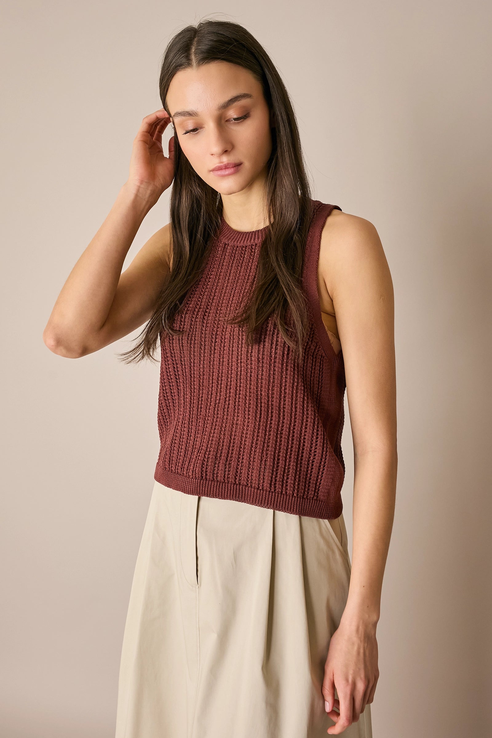 Top in cotone traforato