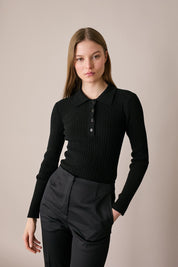 Polo a coste in filato spugnetta