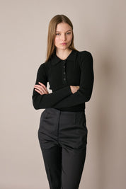 Polo a coste in filato spugnetta