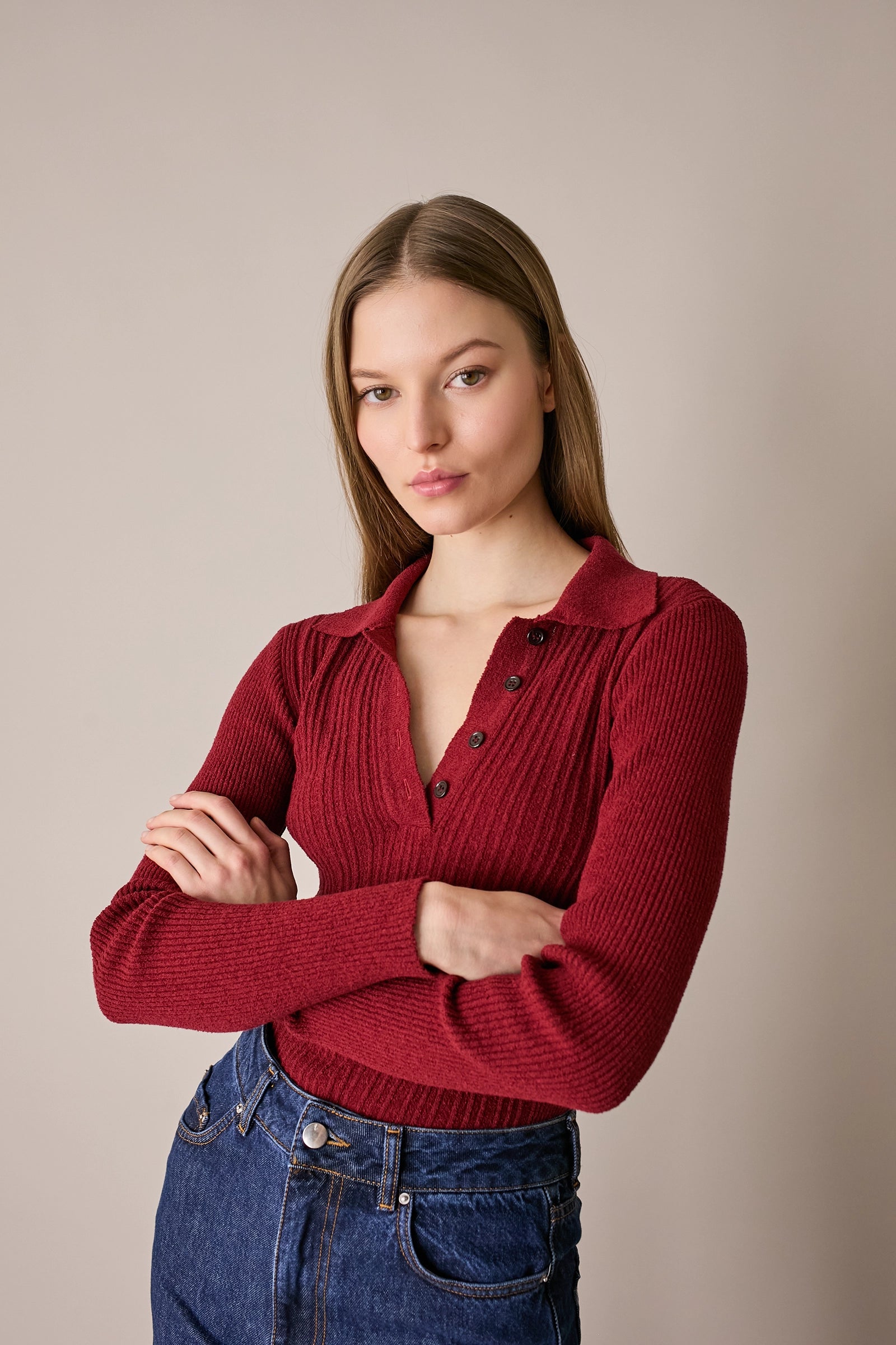 Polo a coste in filato spugnetta