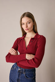 Polo a coste in filato spugnetta