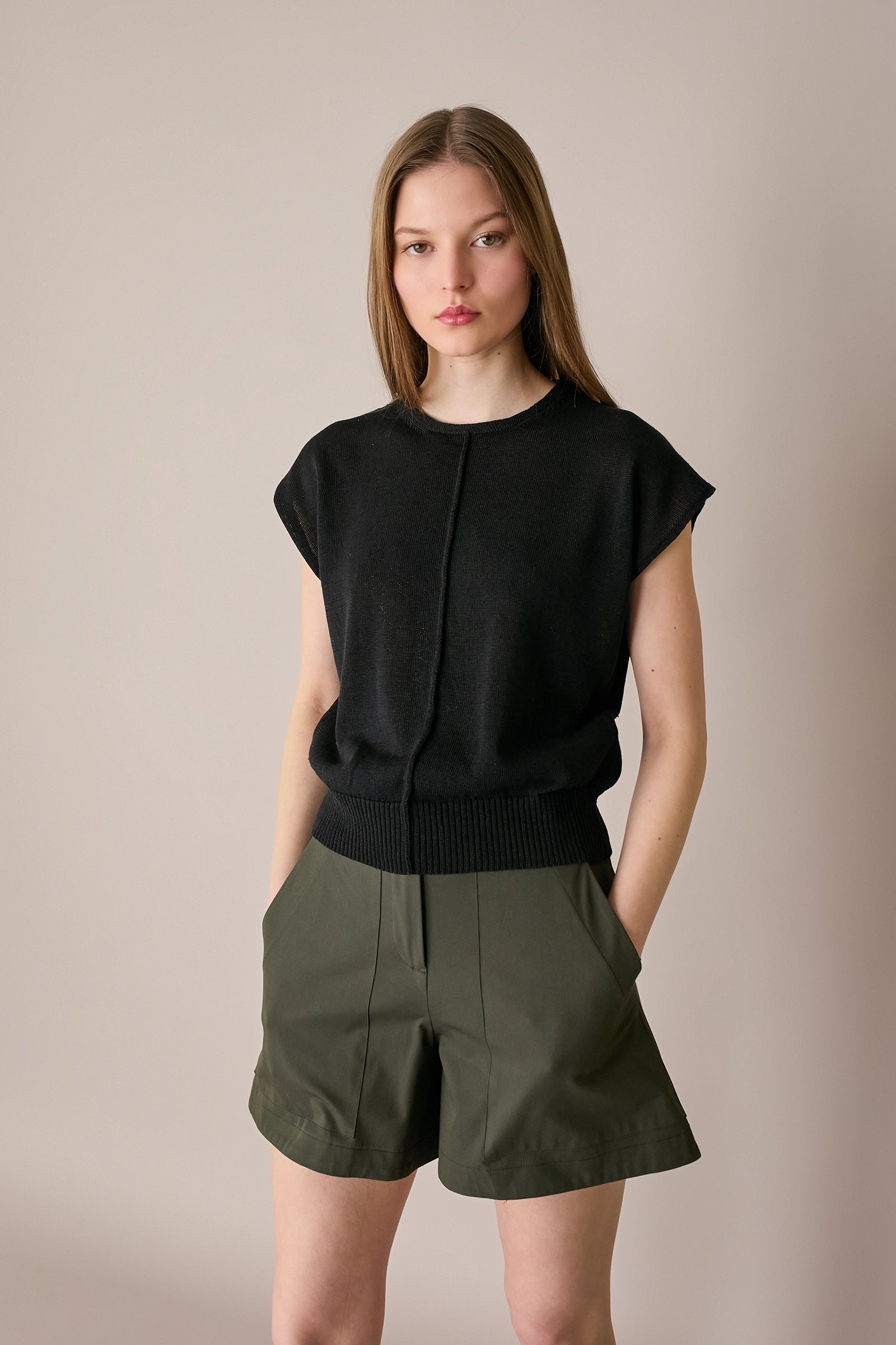 Maglia in lino e cotone con maniche kimono