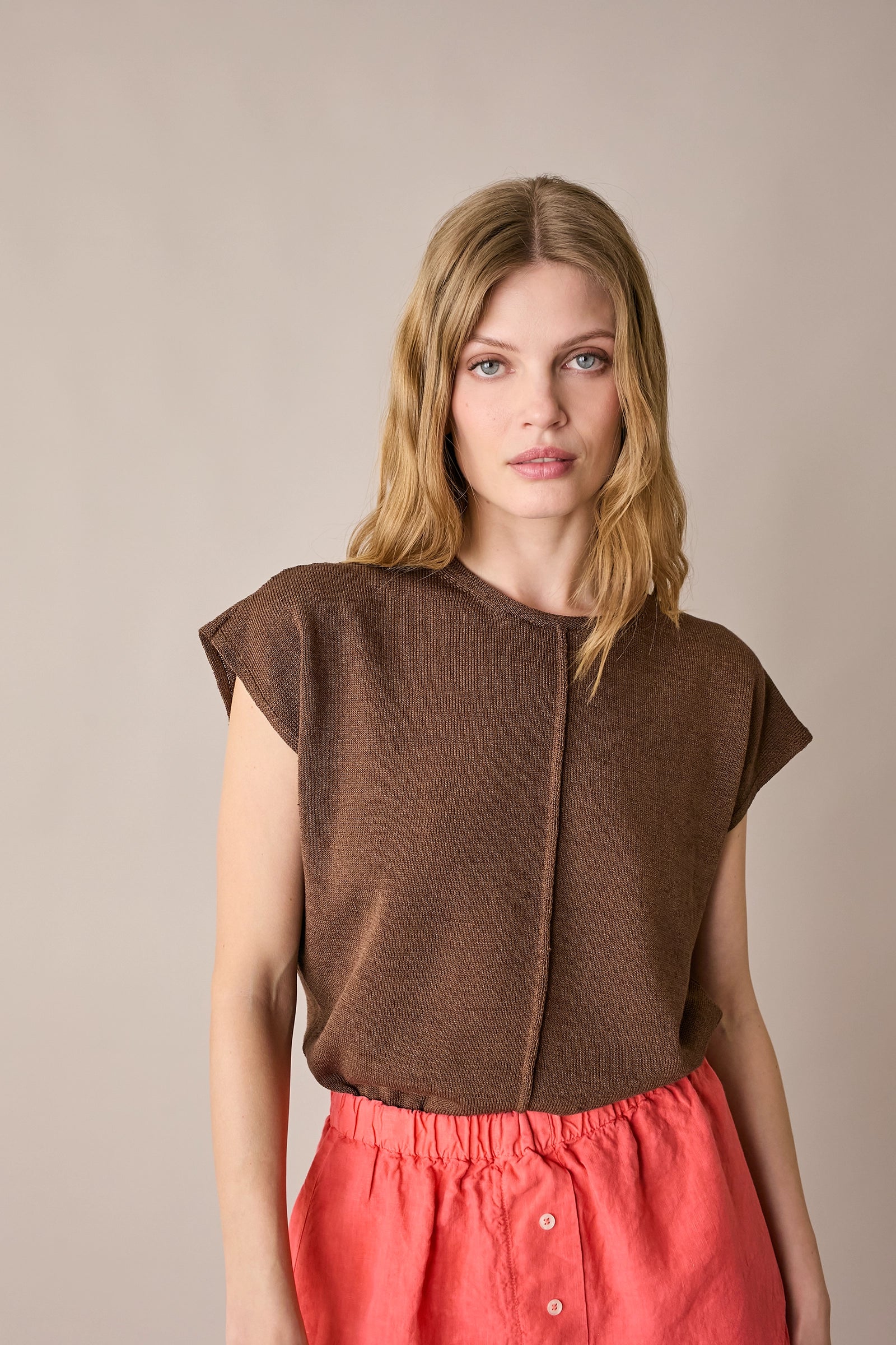 Maglia in lino e cotone con maniche kimono