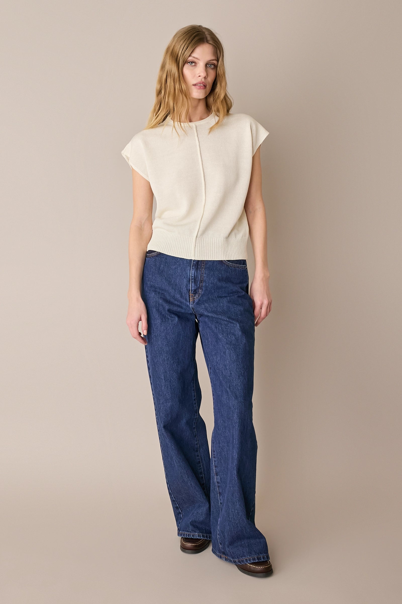 Maglia in lino e cotone con maniche kimono