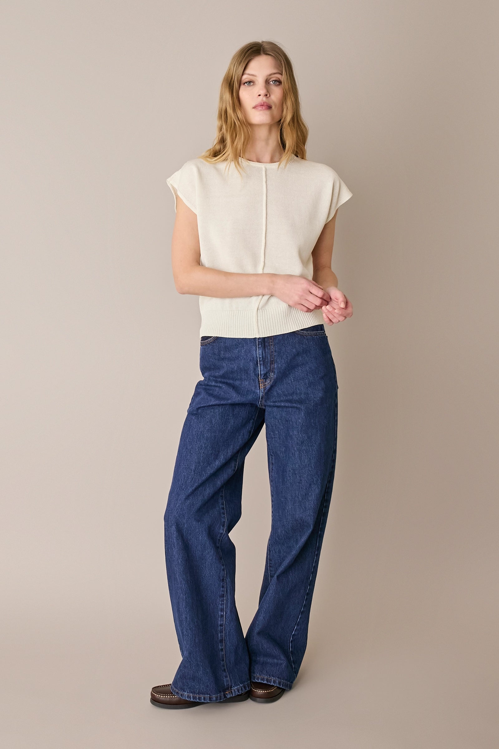 Maglia in lino e cotone con maniche kimono