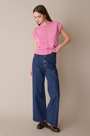 Maglia in lino e cotone con maniche kimono