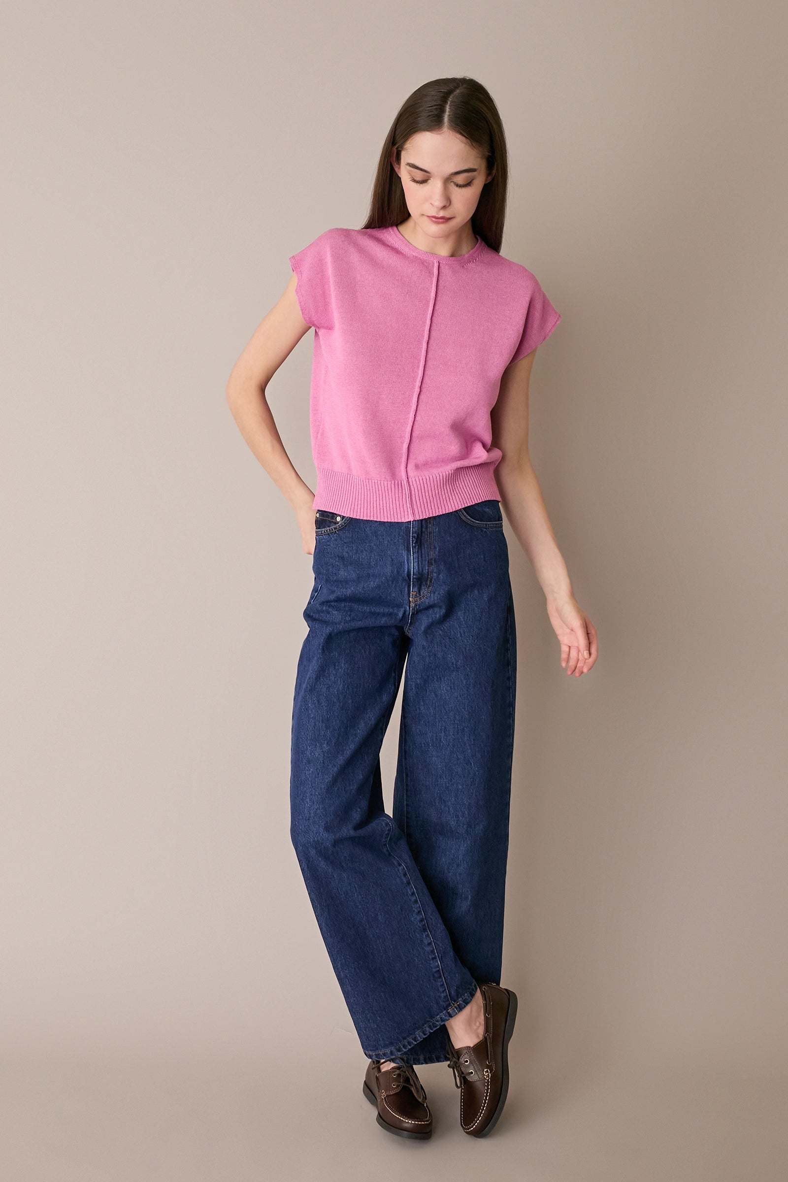 Maglia in lino e cotone con maniche kimono