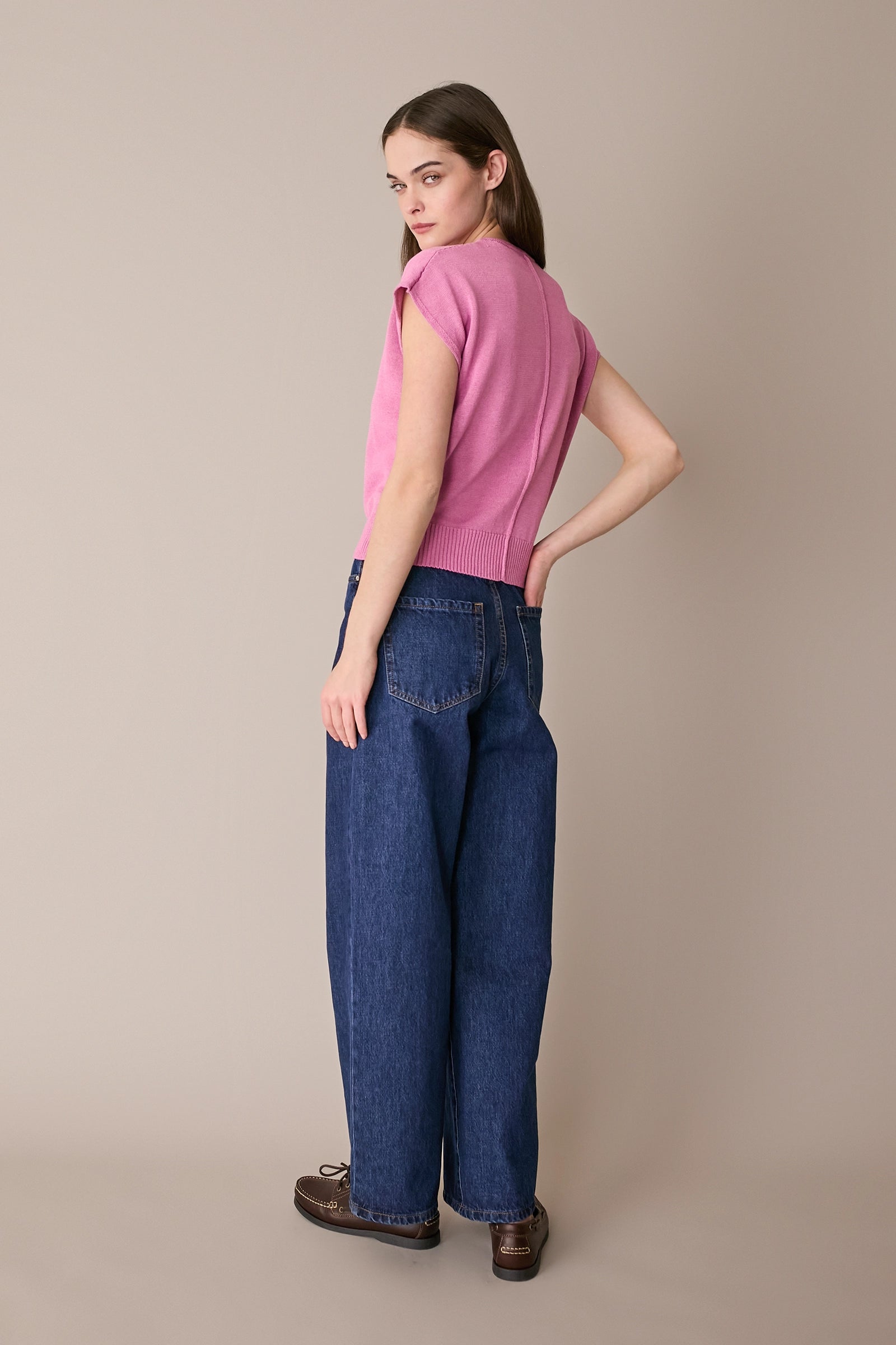 Maglia in lino e cotone con maniche kimono