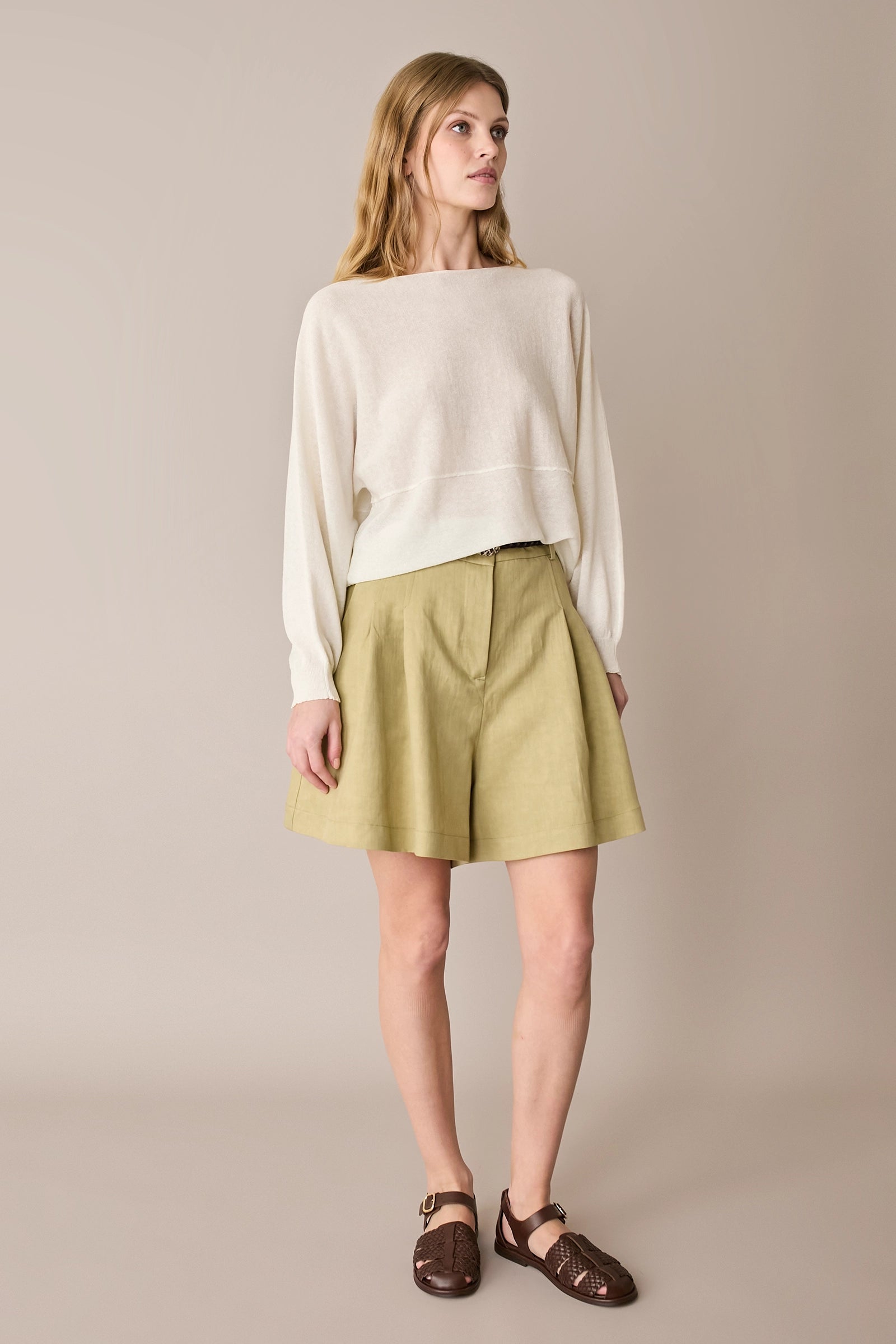 Maglia relaxed in lino e cotone