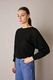 Linen-blend drop-shoulder top