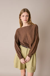 Maglia relaxed in lino e cotone