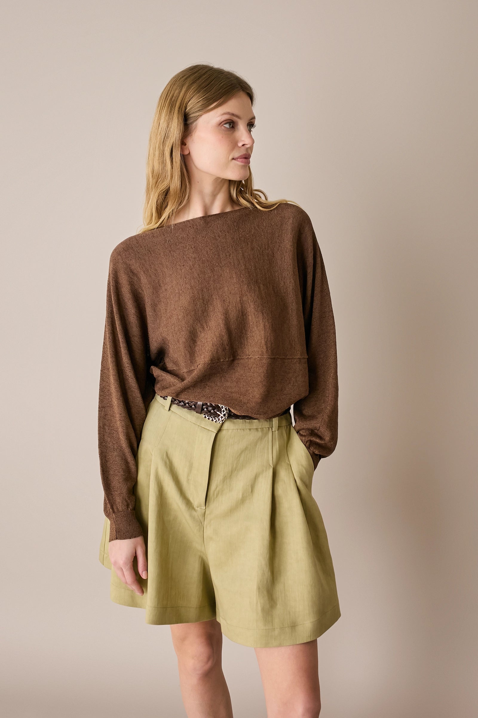 Maglia relaxed in lino e cotone