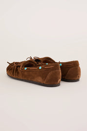 Suede fringe loafers