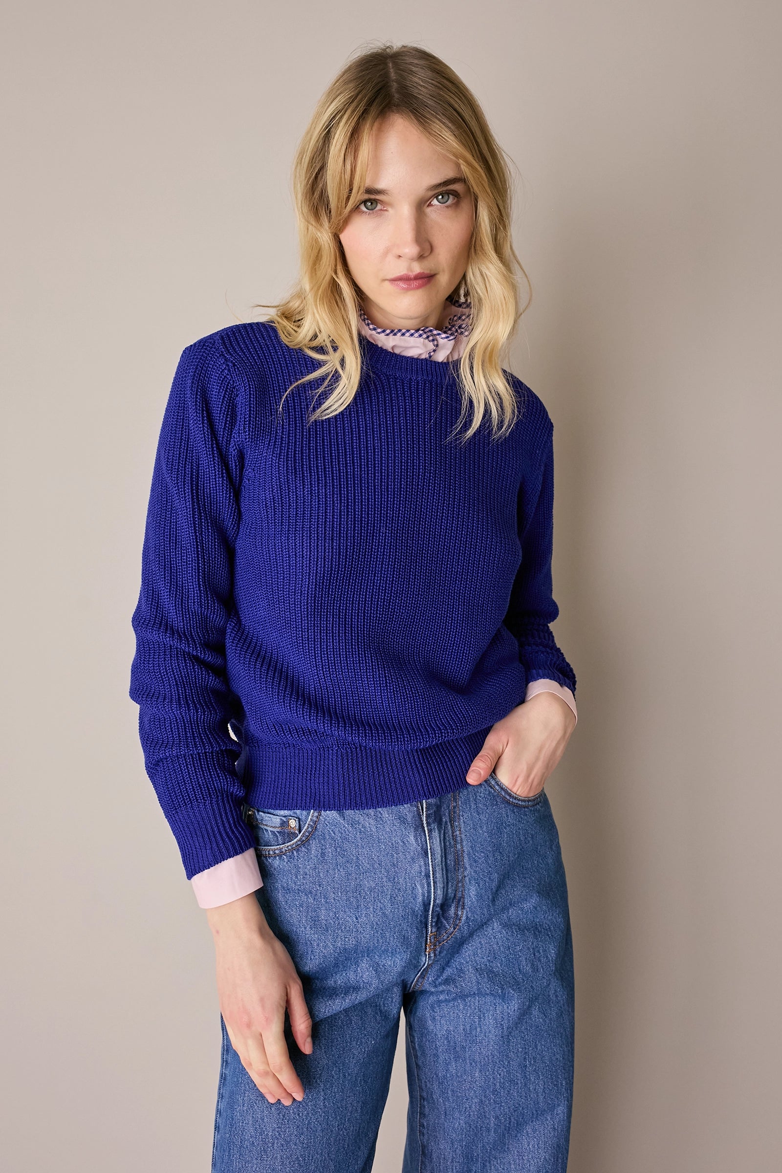 Maglia girocollo punto pannocchia