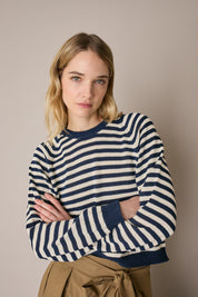 Striped cotton crewneck