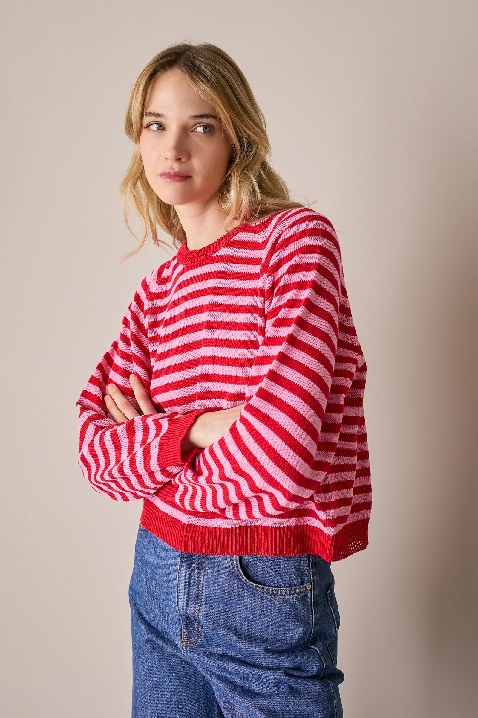 Striped cotton crewneck