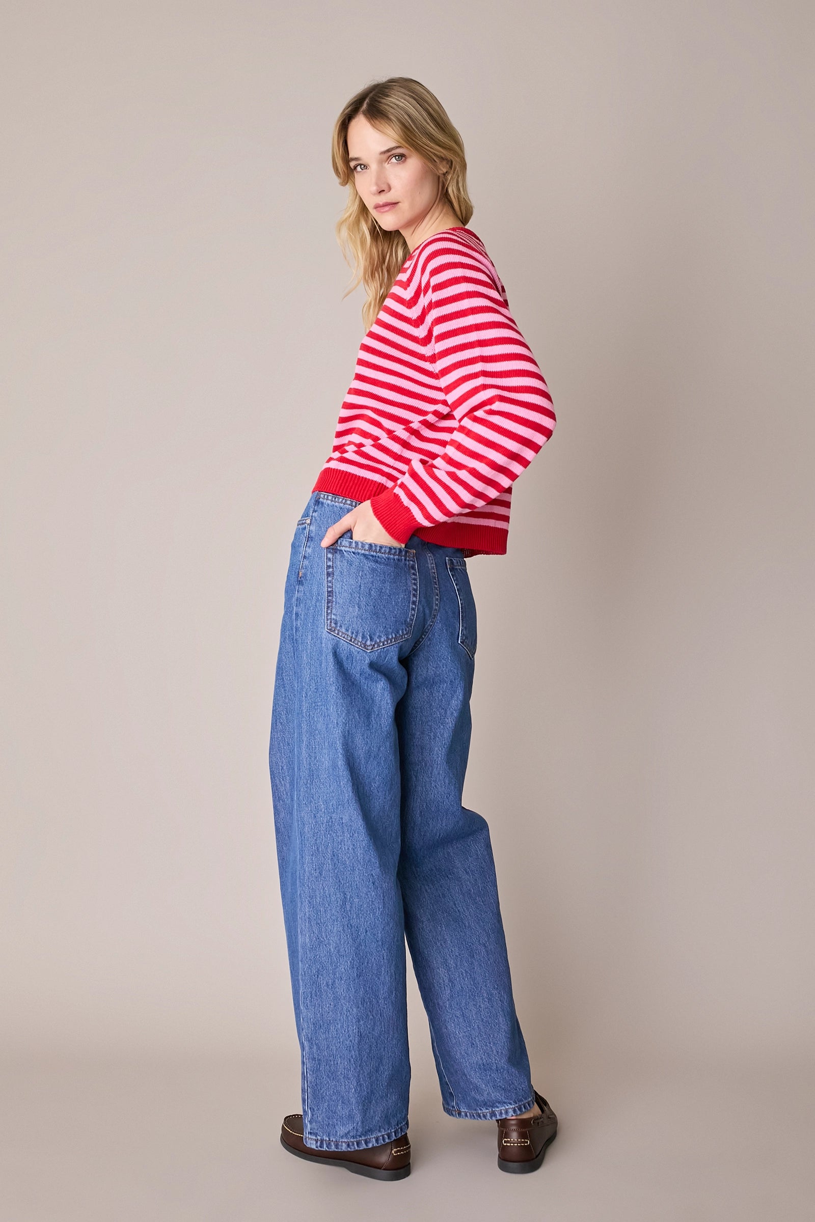 Maglia girocollo a righe