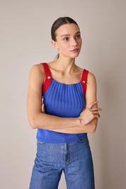 Top in maglia con spalline a contrasto