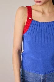 Top in maglia con spalline a contrasto