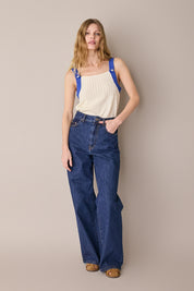 Top in maglia con spalline a contrasto