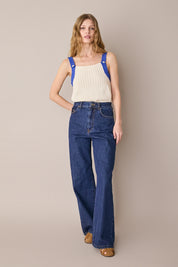 Top in maglia con spalline a contrasto