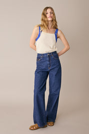 Top in maglia con spalline a contrasto