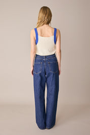 Top in maglia con spalline a contrasto