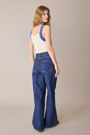 Top in maglia con spalline a contrasto