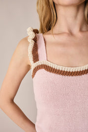 Knit top with ruffle straps