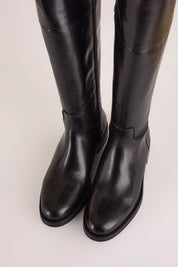 stivali cavallerizza con fondo in gomma, vera pelle, nero