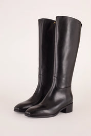 stivali con fondo in gomma tacco 4 cm, made in italy, nero