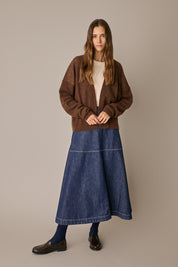 Buttonless alpaca and Merino wool cardigan
