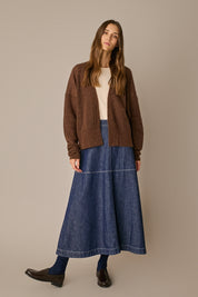 Buttonless alpaca and Merino wool cardigan