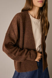 Buttonless alpaca and Merino wool cardigan
