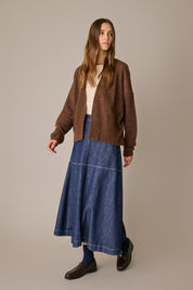 Buttonless alpaca and Merino wool cardigan