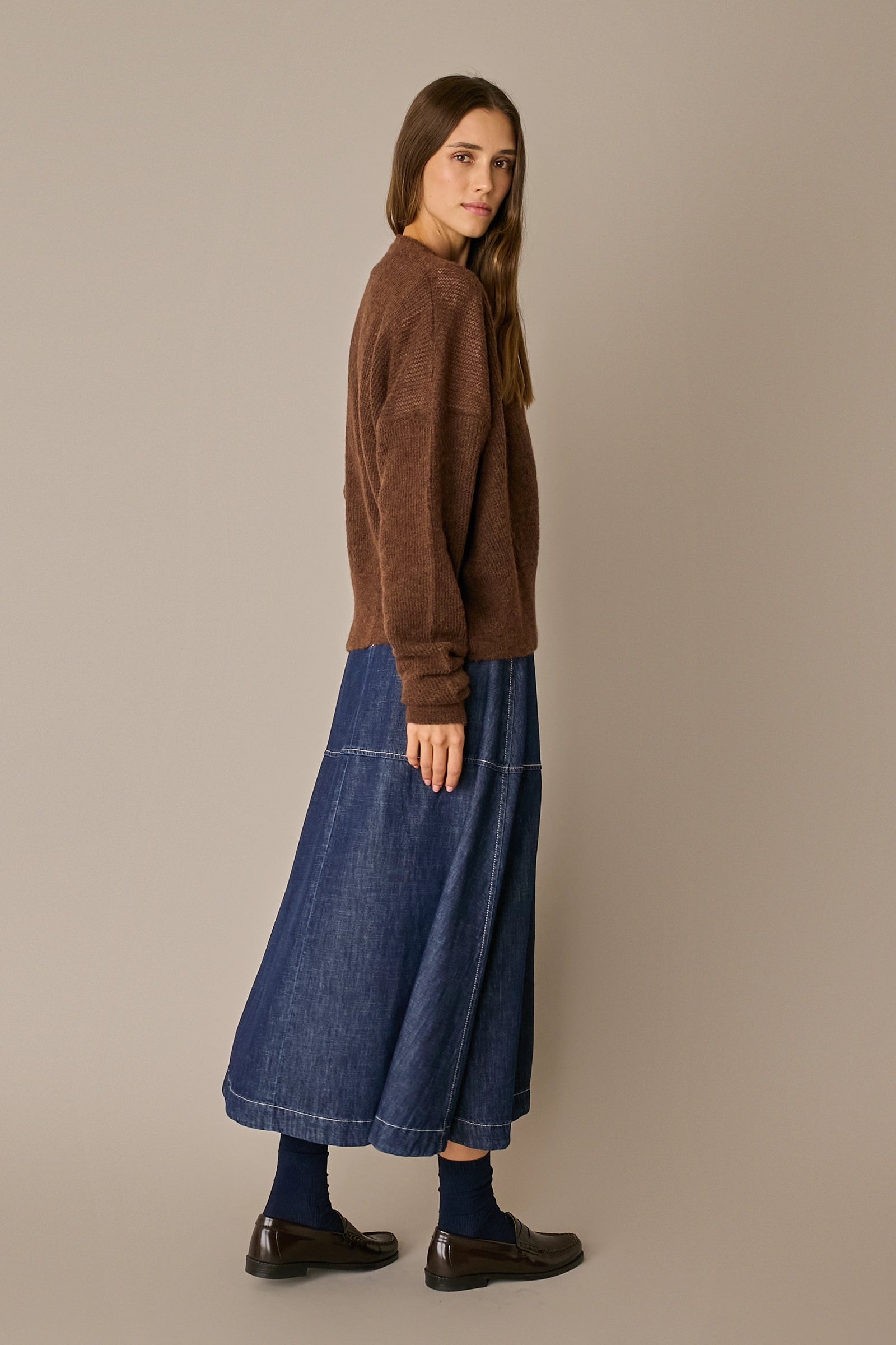 Buttonless alpaca and Merino wool cardigan