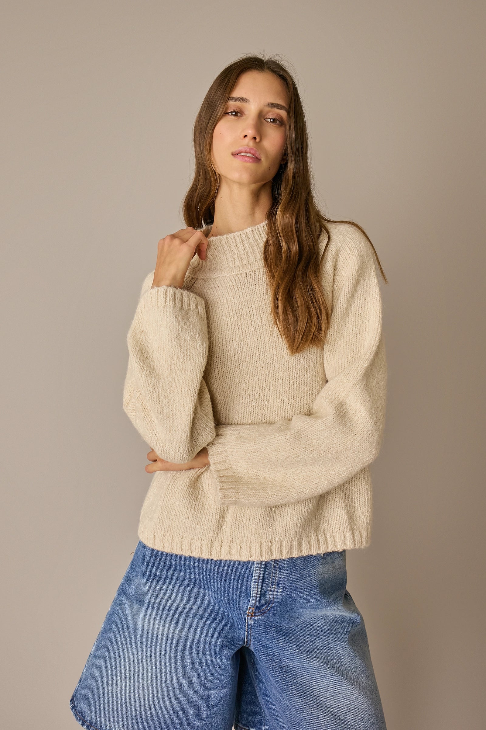 Maglia over in alpaca e cotone