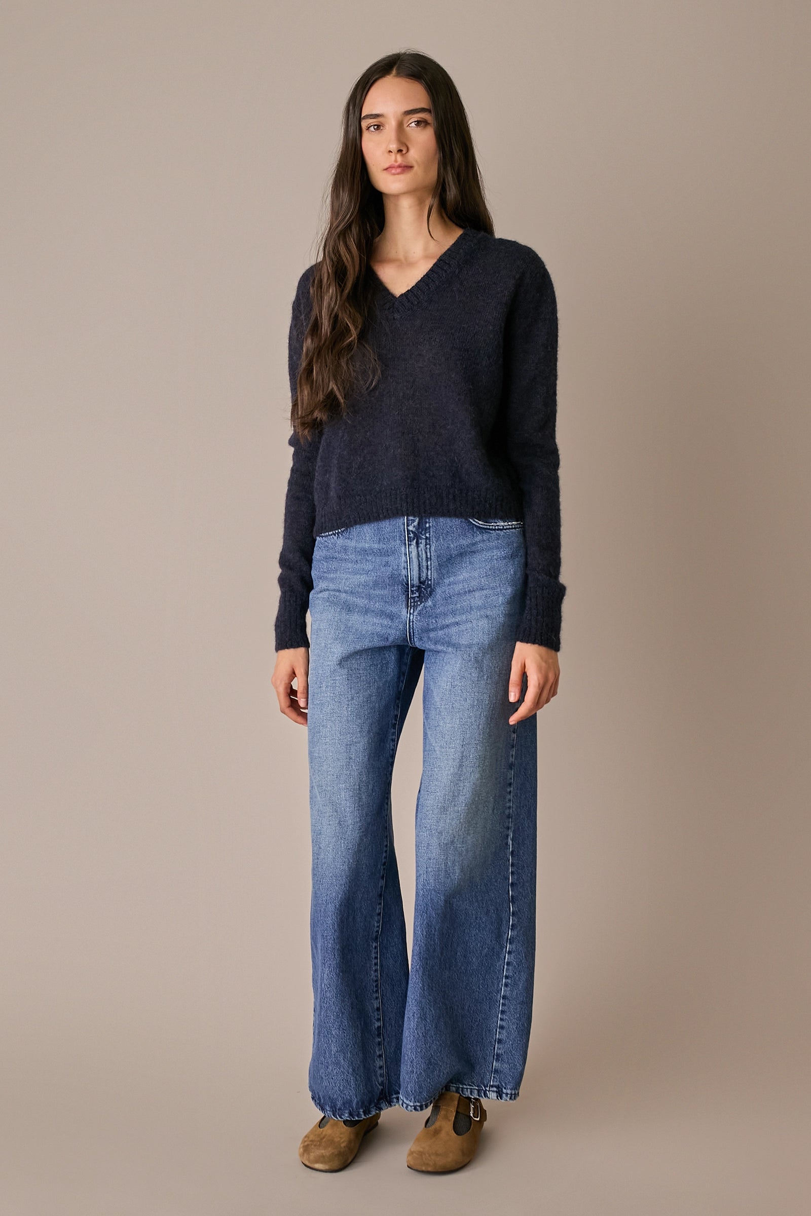 Maglia boxy in alpaca e mohair