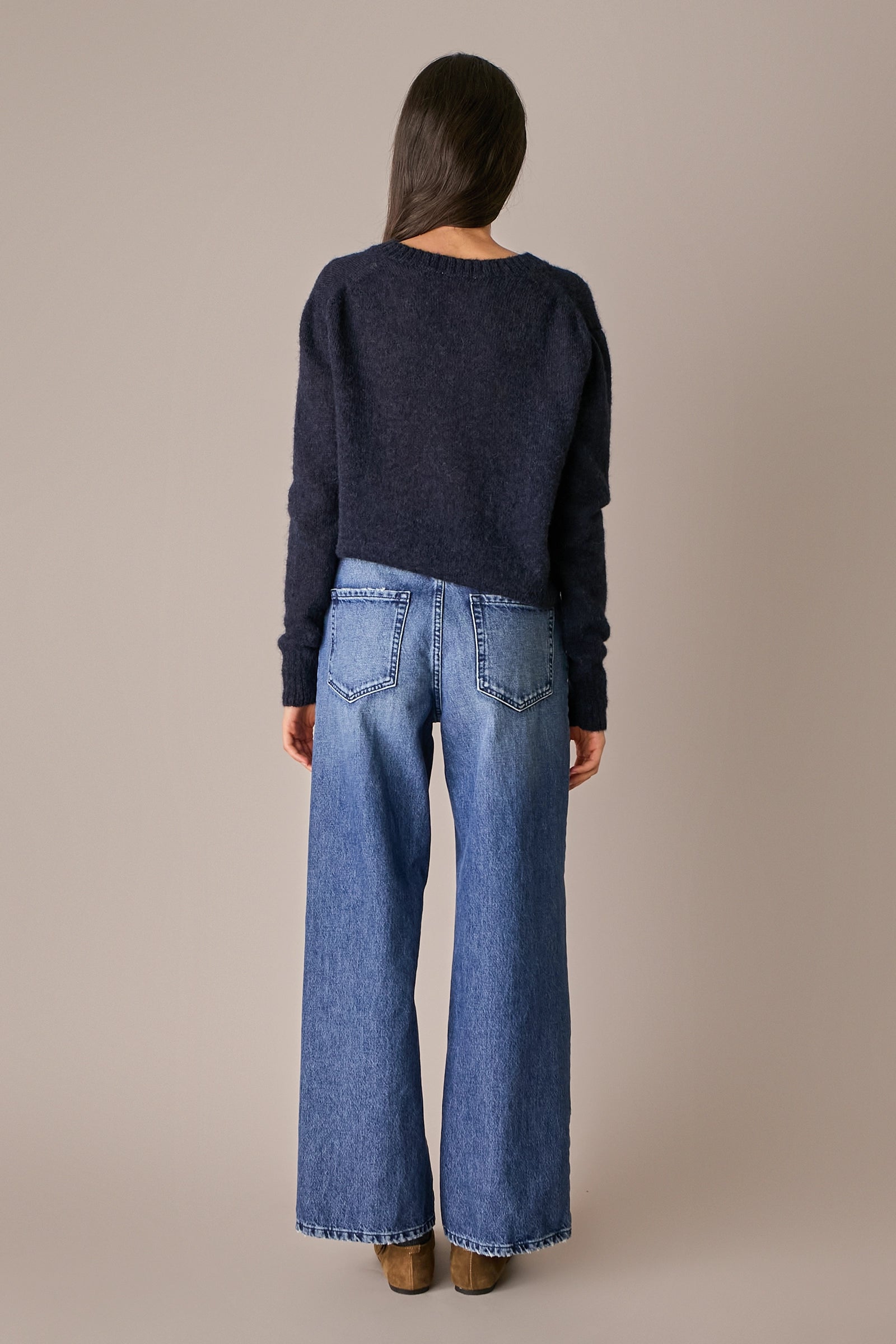 Maglia boxy in alpaca e mohair