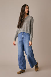 Maglia boxy in alpaca e mohair