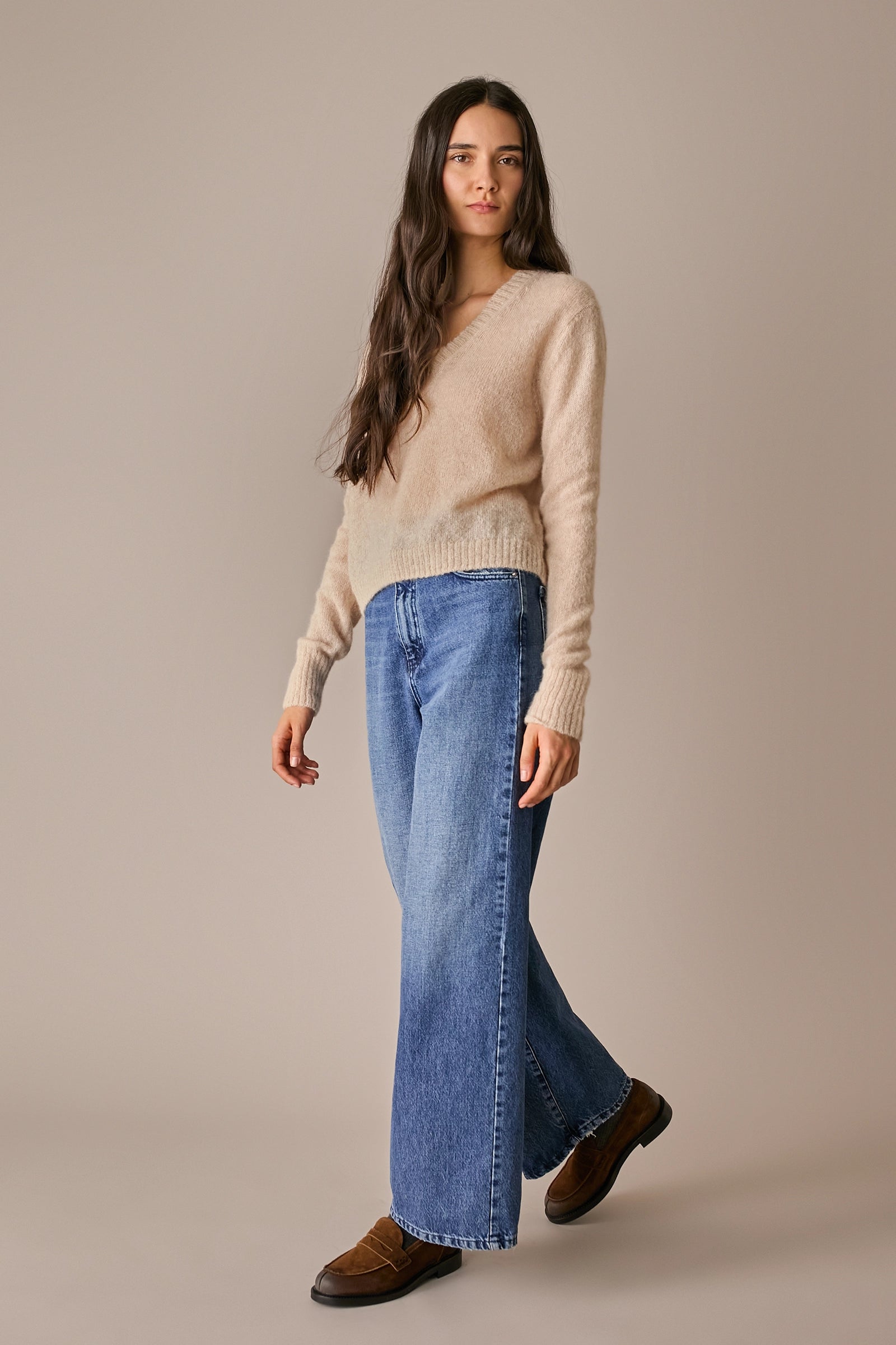 Maglia boxy in alpaca e mohair