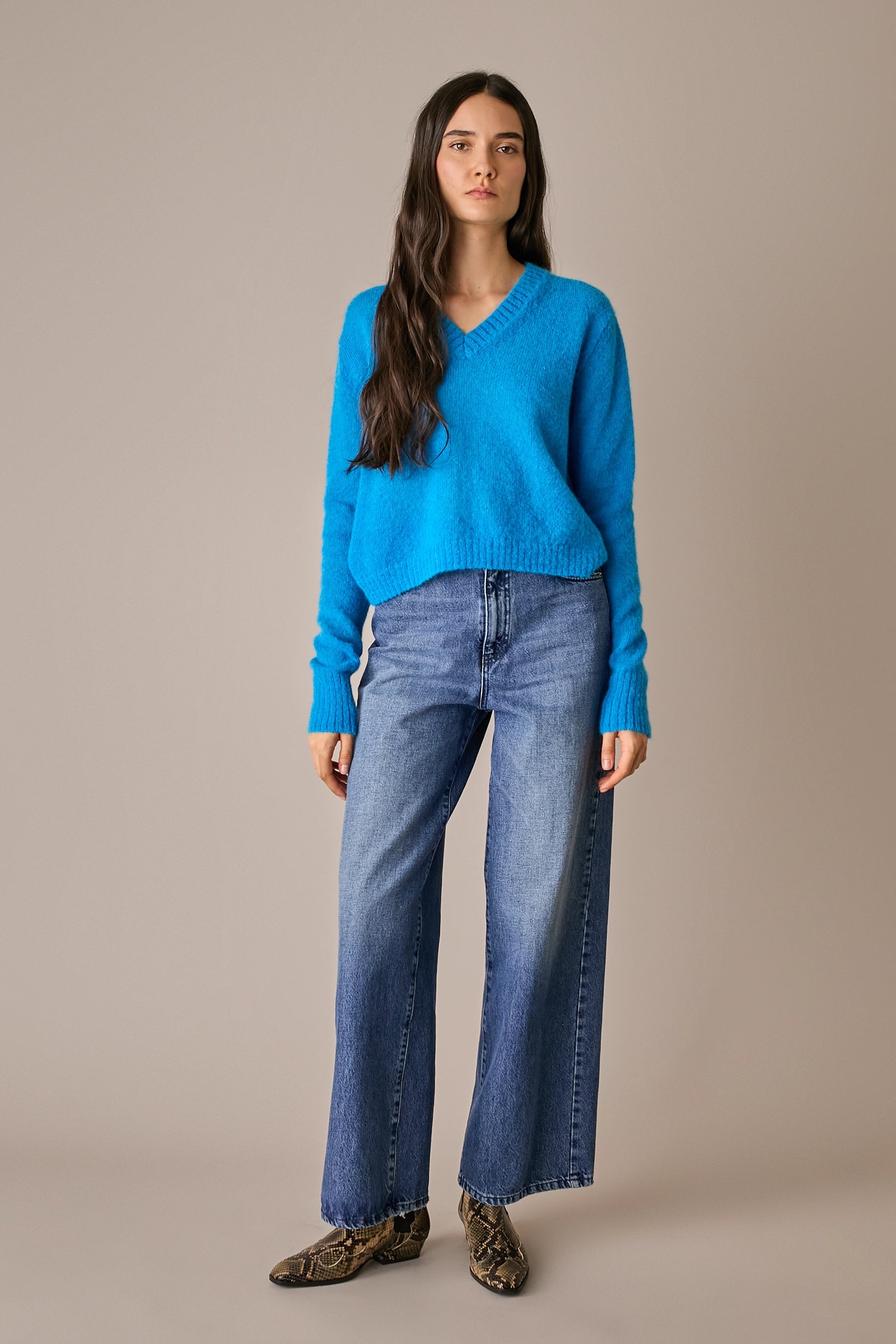 Maglia boxy in alpaca e mohair