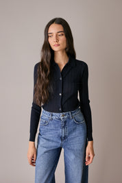 Polo traforata in lana Merino ultrafine