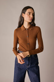 Polo traforata in lana Merino ultrafine