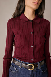 Polo traforata in lana Merino ultrafine