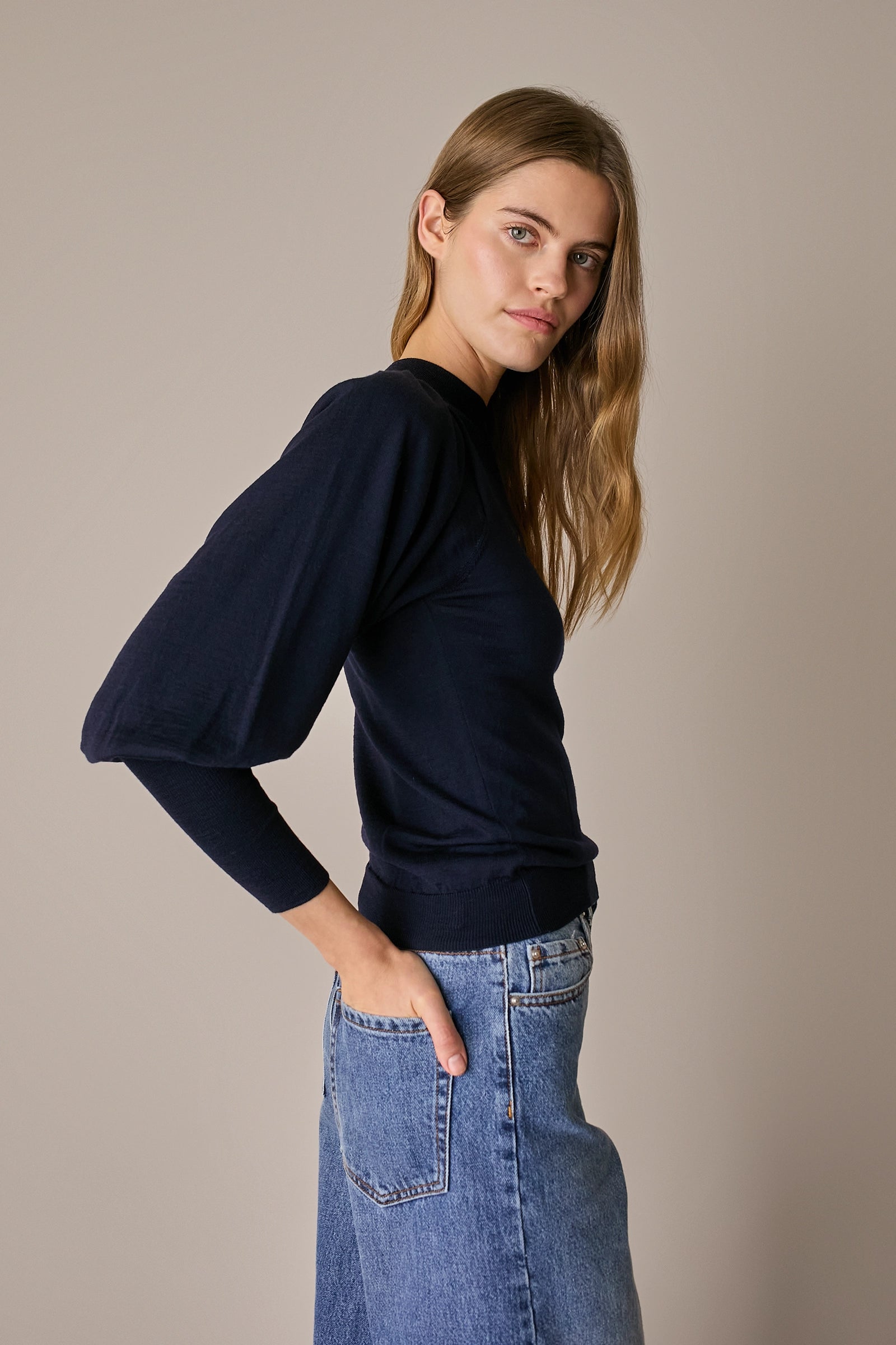 Maglia con maniche a sbuffo